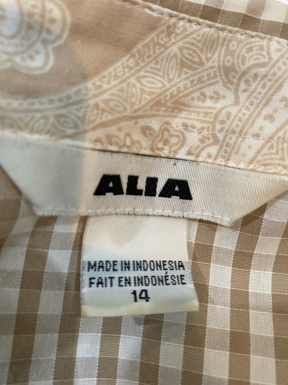 Alia Beige Gingham Button-Down Shirt - Picture 5 of 8